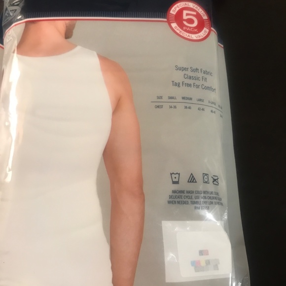 IZOD Ribbed Tanks for Men Large White Tag-Free Pack of 5 Brand New Sealed - Picture 3 of 4